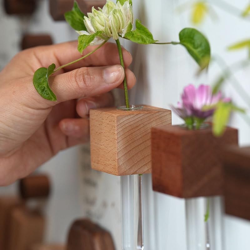 Flora Magnetic Flower Vase | Eco - Friendly Wood, Tool - Free Installation - Hartwella