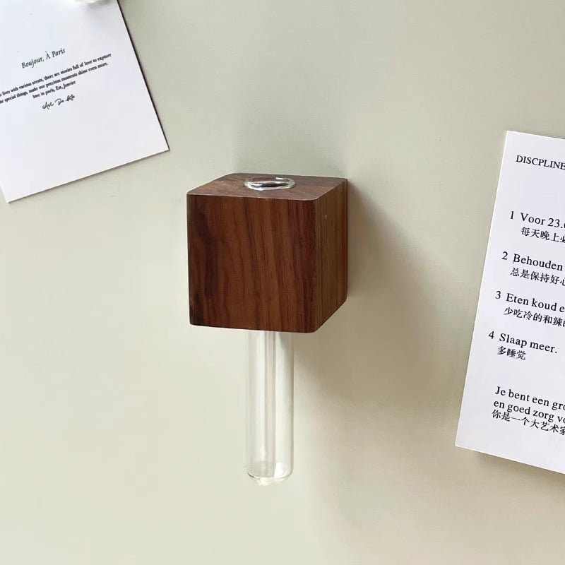 Flora Magnetic Flower Vase | Eco - Friendly Wood, Tool - Free Installation - Hartwella