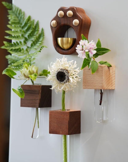 Flora Magnetic Flower Vase | Eco - Friendly Wood, Tool - Free Installation - Hartwella