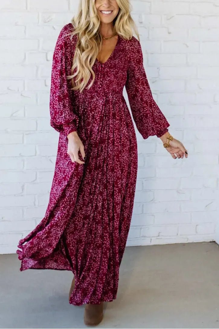Flora Maxi Dress | Floral Rayon, Smocked Waist, Long Sleeves - Hartwella