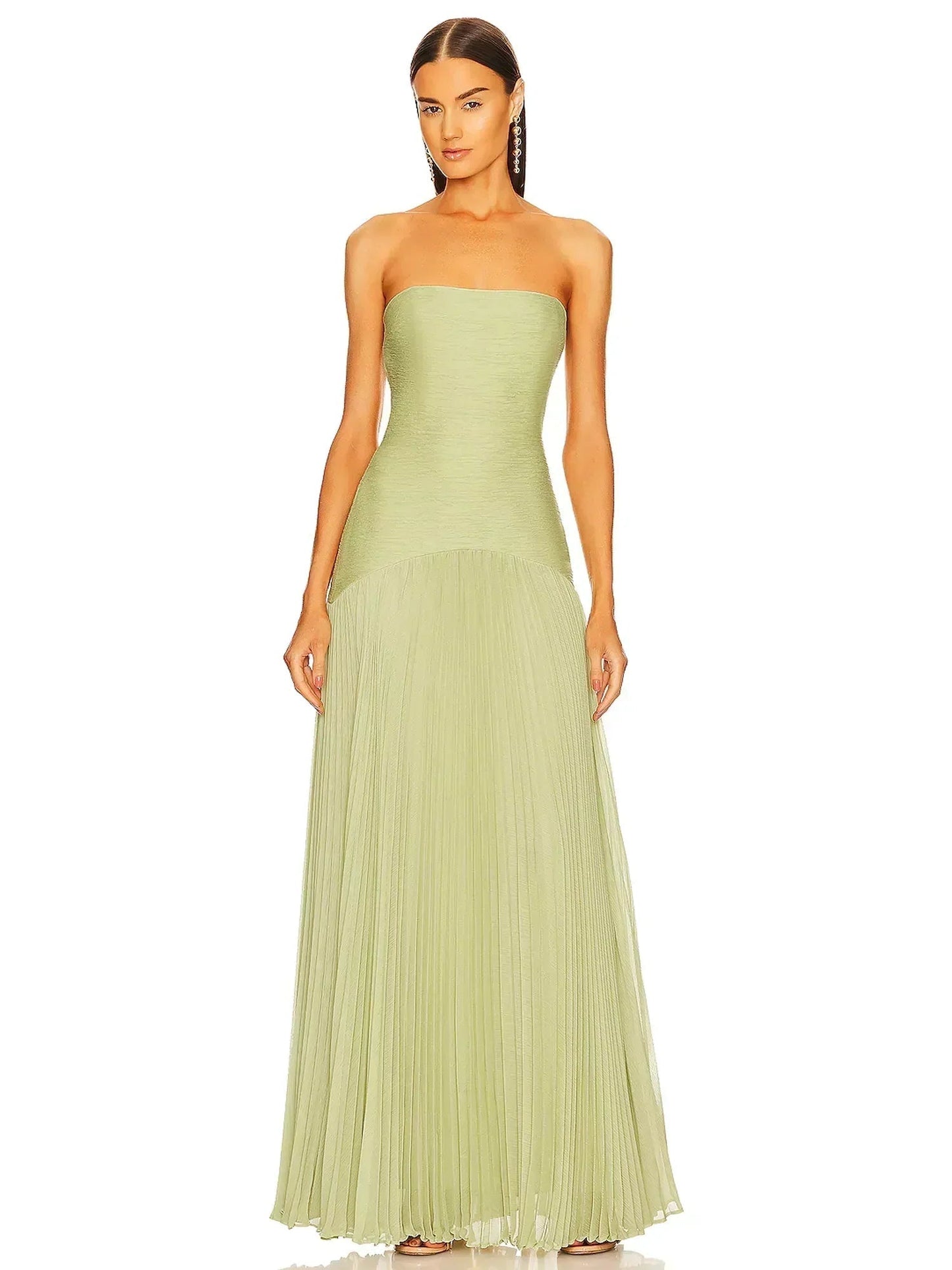 Flowy Green Long Dress - Hartwella