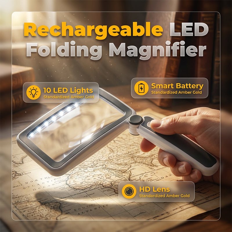 Folio Magnifier | LED Illumination, Ergonomic Design - Hartwella