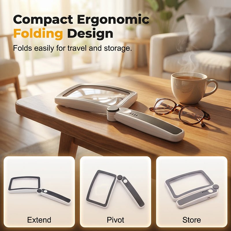 Folio Magnifier | LED Illumination, Ergonomic Design - Hartwella