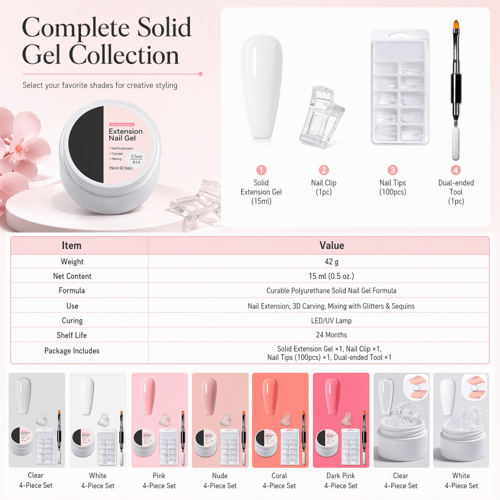 Formelle™ Solid Builder Nail Gel – 16 Colors