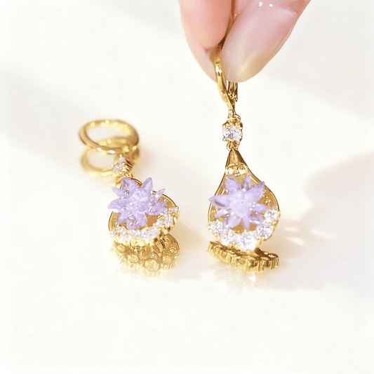 Frosty Floral Earrings | 18K Gold Plated, Cubic Zirconia for Women - Hartwella