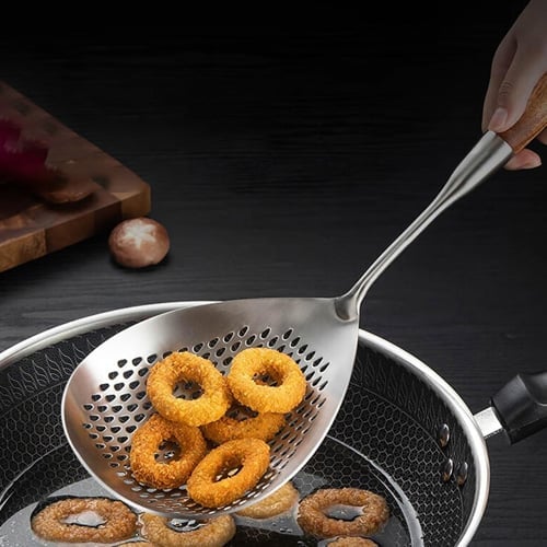 FryMaster Skimmer | Wooden Handle, Stainless Steel - Hartwella