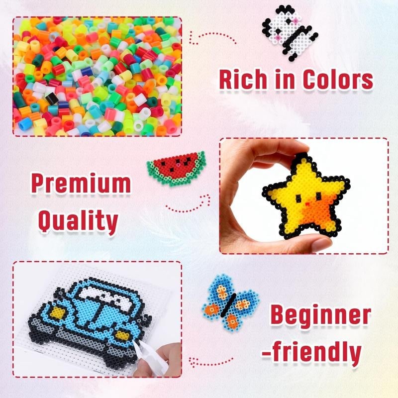 Fuzzy Bead Art Kit | 28,000 Mini Fuse Beads in 24 or 48 Colors - Hartwella