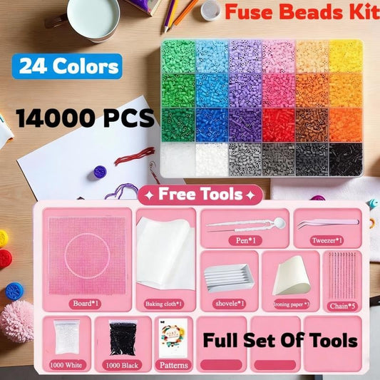Fuzzy Bead Art Kit | 28,000 Mini Fuse Beads in 24 or 48 Colors - Hartwella