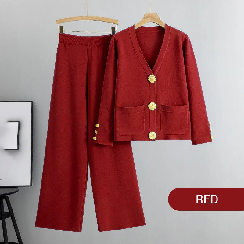 Gala Wide Leg Pant Suit | Soft Fabric, V - Neck Design - Hartwella