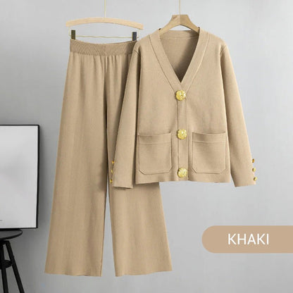 Gala Wide Leg Pant Suit | Soft Fabric, V - Neck Design - Hartwella