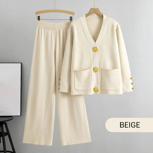 Gala Wide Leg Pant Suit | Soft Fabric, V - Neck Design - Hartwella