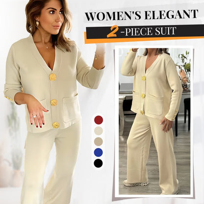 Gala Wide Leg Pant Suit | Soft Fabric, V - Neck Design - Hartwella
