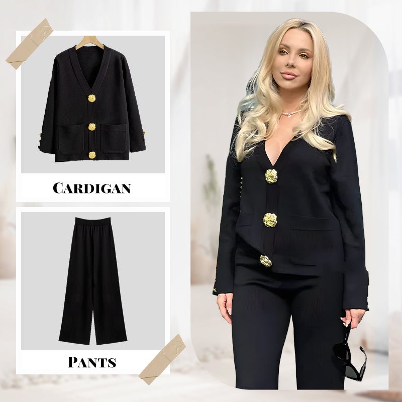 Gala Wide Leg Pant Suit | Soft Fabric, V - Neck Design - Hartwella