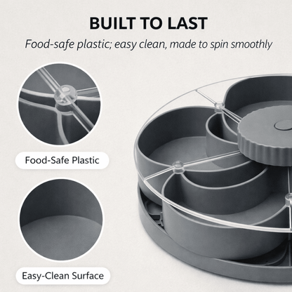 Garnet Snack Tray | Rotating 5 - Compartment Design, Food - Safe Plastic - Hartwella