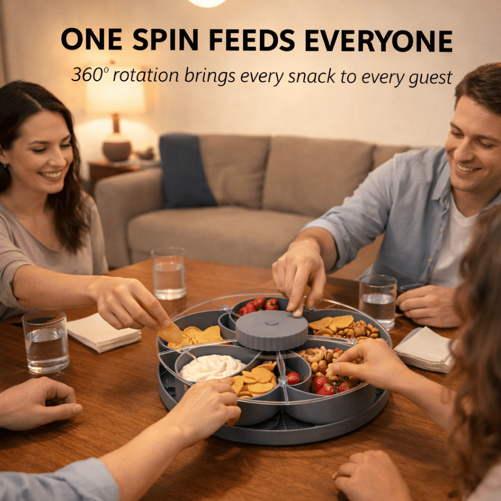 Garnet Snack Tray | Rotating 5 - Compartment Design, Food - Safe Plastic - Hartwella
