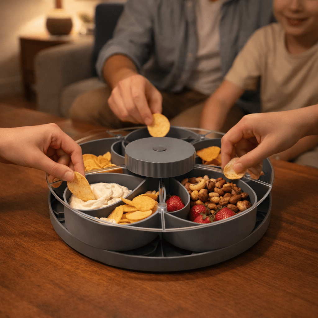 Garnet Snack Tray | Rotating 5 - Compartment Design, Food - Safe Plastic - Hartwella