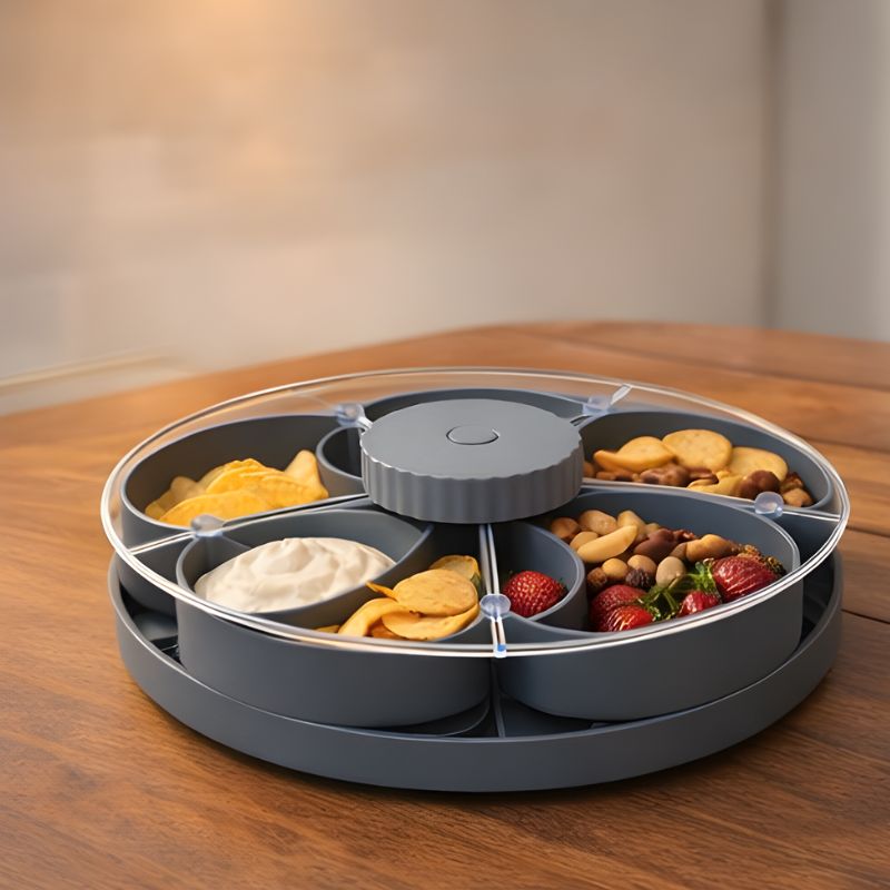 Garnet Snack Tray | Rotating 5 - Compartment Design, Food - Safe Plastic - Hartwella