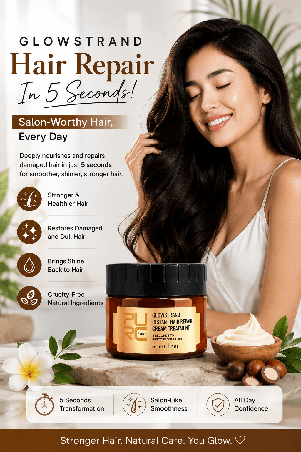 GleamWave Hair Cream | Deep Nourishment, Frizz Control, Lightweight - Hartwella