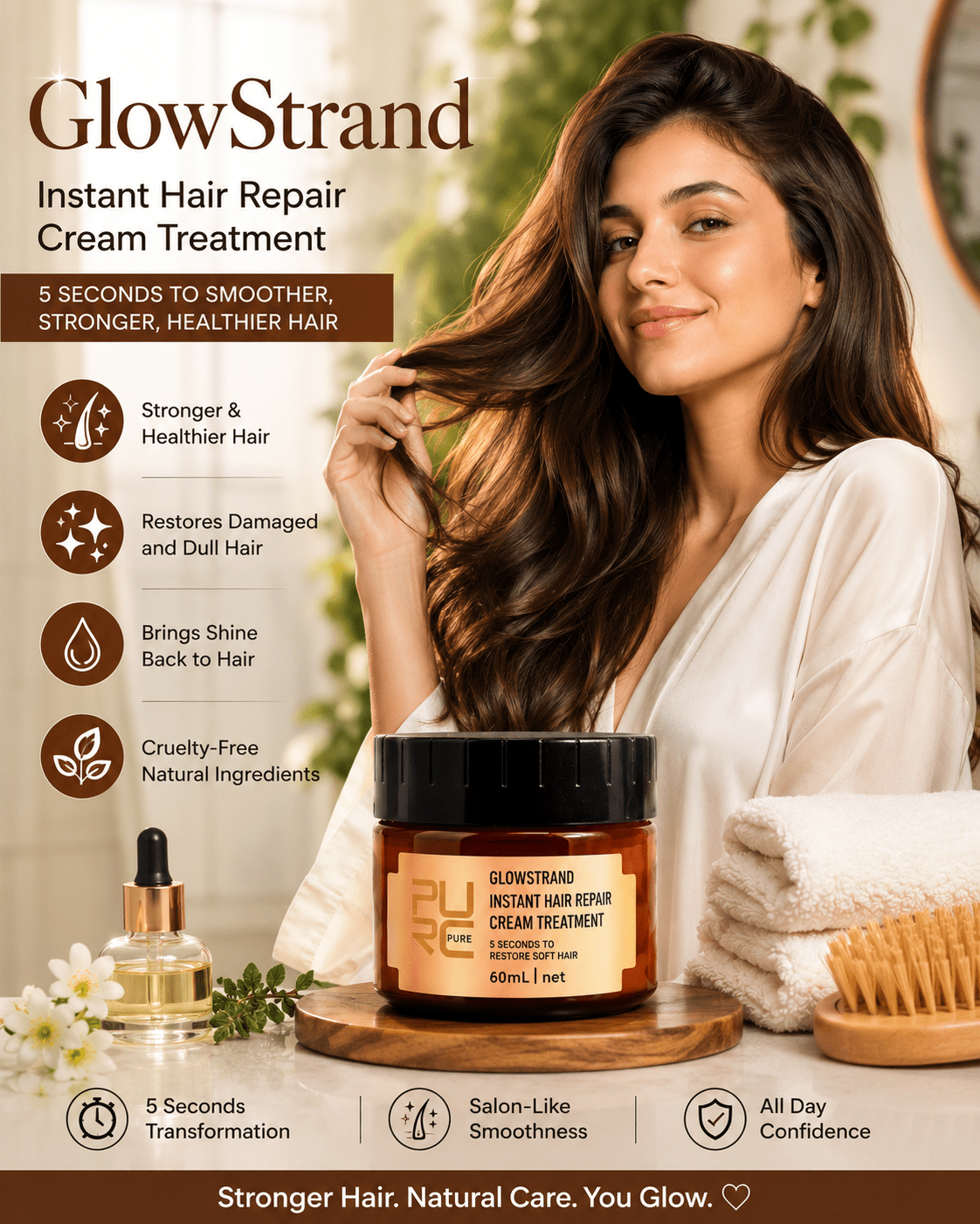 GleamWave Hair Cream | Deep Nourishment, Frizz Control, Lightweight - Hartwella