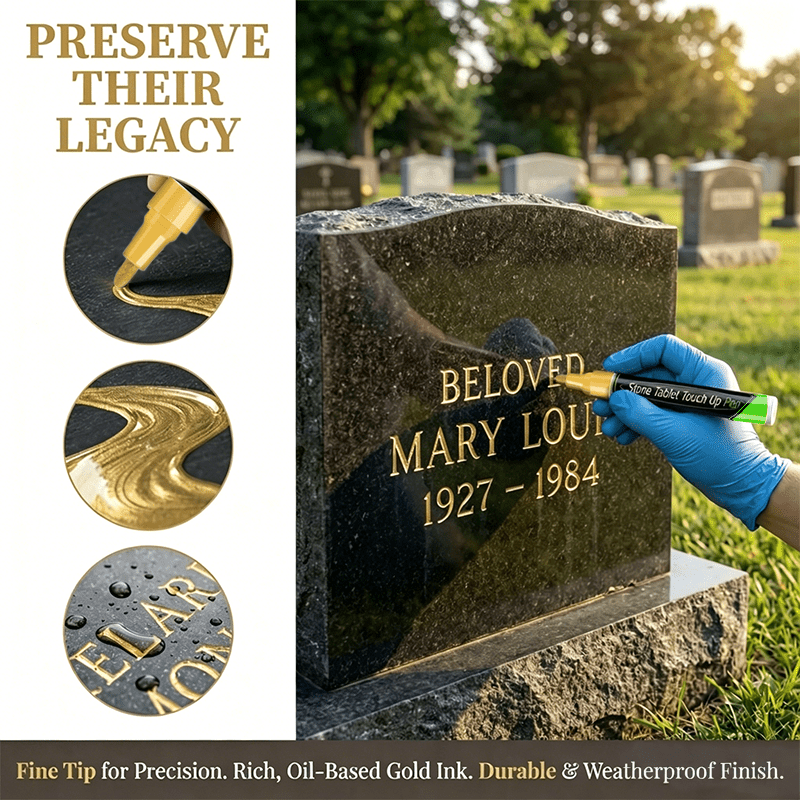 Glenstone Tombstone Marker Pen | Precision Fine Tip, Weather-Resistant for Headstones and Grave Stones - Hartwella