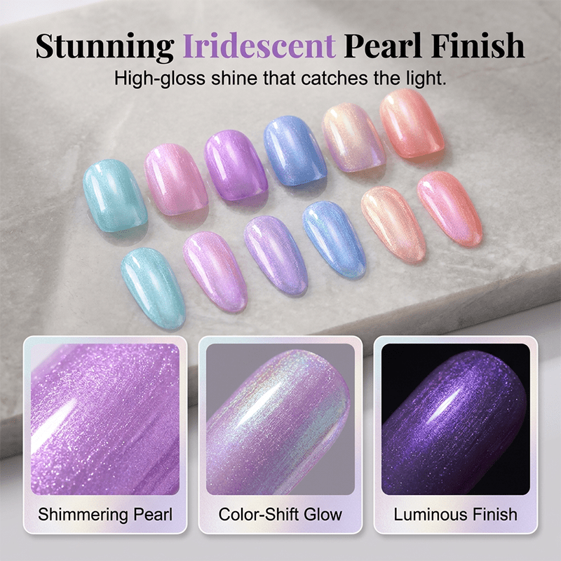 Glimmer Gel Nail Polish Pens | Iridescent Pearl Finish, Mess-Free Application - Hartwella