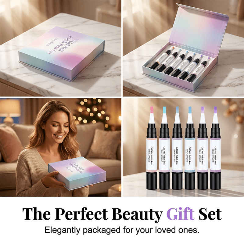 Glimmer Gel Nail Polish Pens | Iridescent Pearl Finish, Mess-Free Application - Hartwella