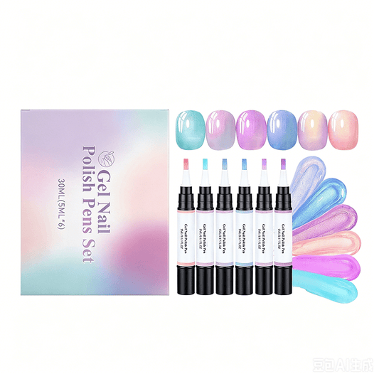 Glimmer Gel Nail Polish Pens | Iridescent Pearl Finish, Mess-Free Application - Hartwella
