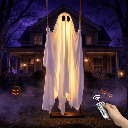 Glimmer Ghost Swing | Battery-Powered Halloween Decoration with Remote Control - Hartwella