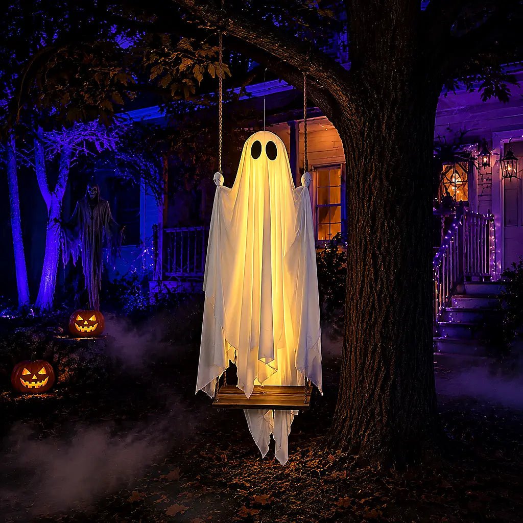 Glimmer Ghost Swing | Battery-Powered Halloween Decoration with Remote Control - Hartwella