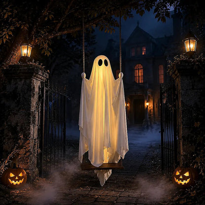 Glimmer Ghost Swing | Battery-Powered Halloween Decoration with Remote Control - Hartwella