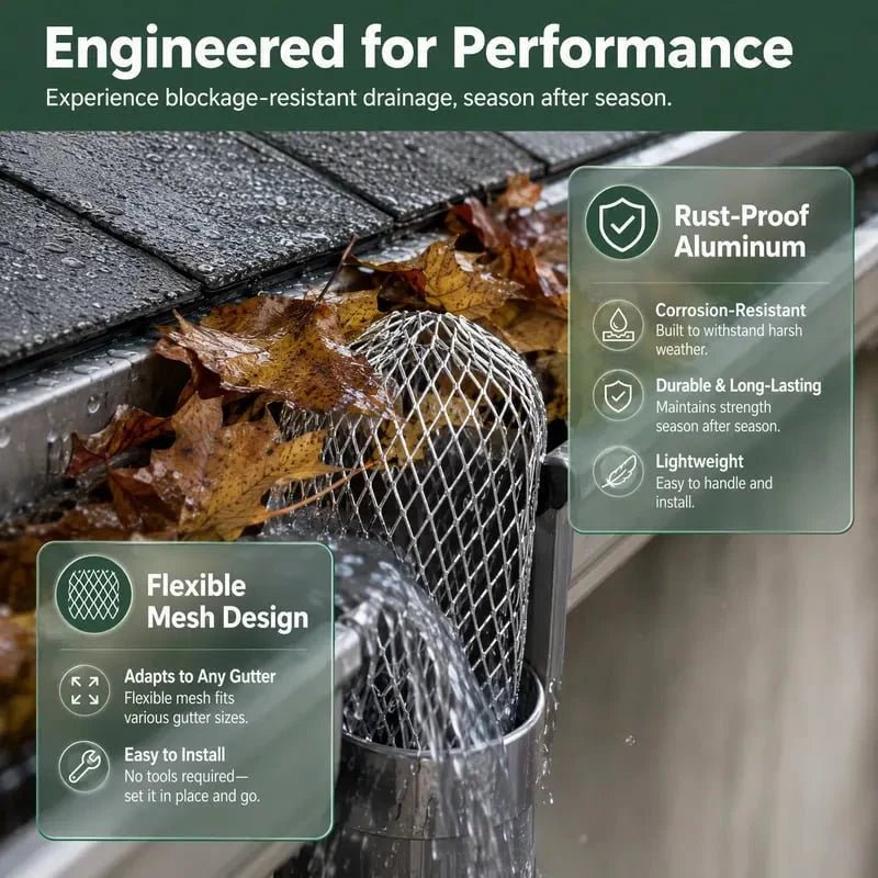 Glimmer Gutter Leaf Strainer | Rust-Resistant Aluminum, Adjustable Fit - Hartwella