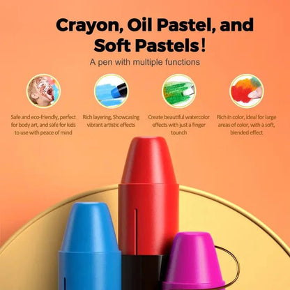 Glimmer Jumbo Crayons | Easy Grip, Non - Toxic for Toddlers - Hartwella