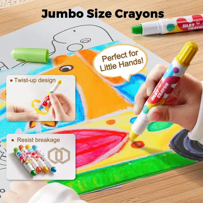 Glimmer Jumbo Crayons | Easy Grip, Non - Toxic for Toddlers - Hartwella