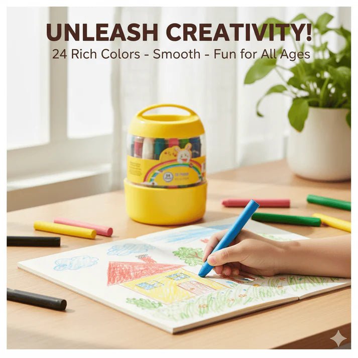 Glimmer Jumbo Crayons | Easy Grip, Non - Toxic for Toddlers - Hartwella