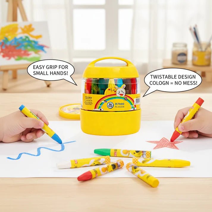 Glimmer Jumbo Crayons | Easy Grip, Non - Toxic for Toddlers - Hartwella