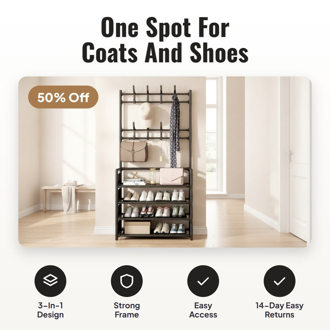 Nestro™ Entryway Shoe and Coat Rack