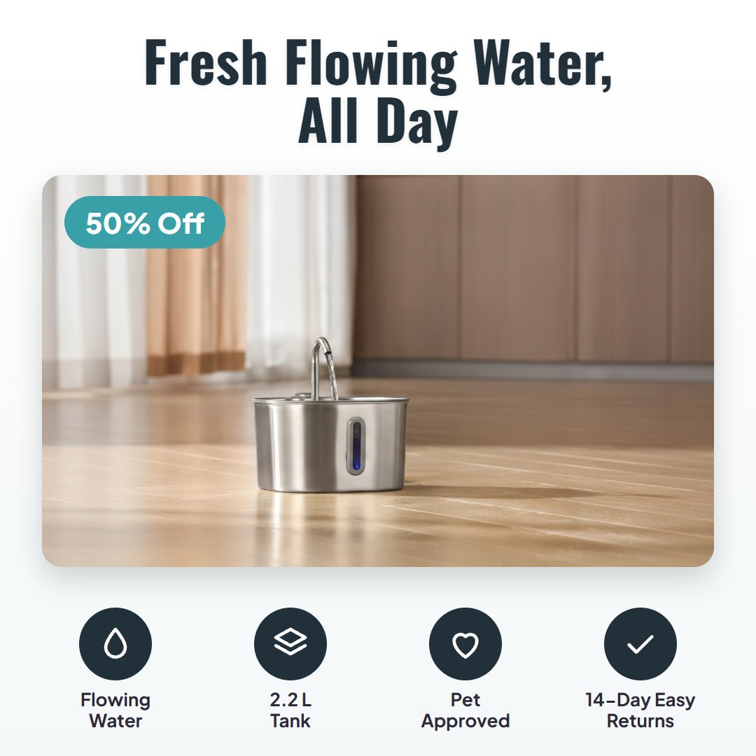 Purrflow™ 2.2L Pet Water Fountain