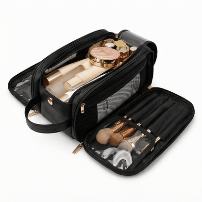 Glo Makeup Organizer | Large Capacity, Waterproof PU Leather, Brush Holder - Hartwella
