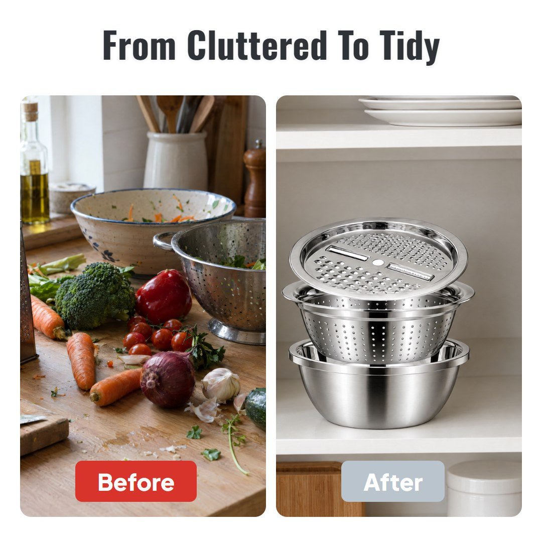 Gratio™ 3-in-1 Stainless Steel Grater Bowl