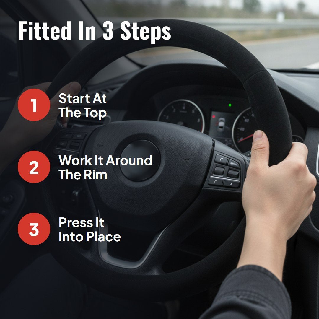 Gripza™ Carbon Suede Steering Wheel Cover - Hartwella