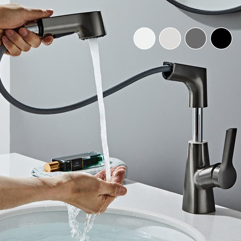 Haven Bathroom Faucet | Pull-Out Sprayer, 360-Degree Swivel, Gunmetal Gray Finish - Hartwella