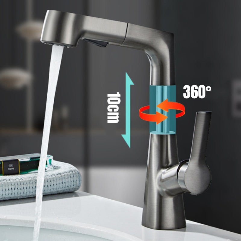 Haven Bathroom Faucet | Pull-Out Sprayer, 360-Degree Swivel, Gunmetal Gray Finish - Hartwella