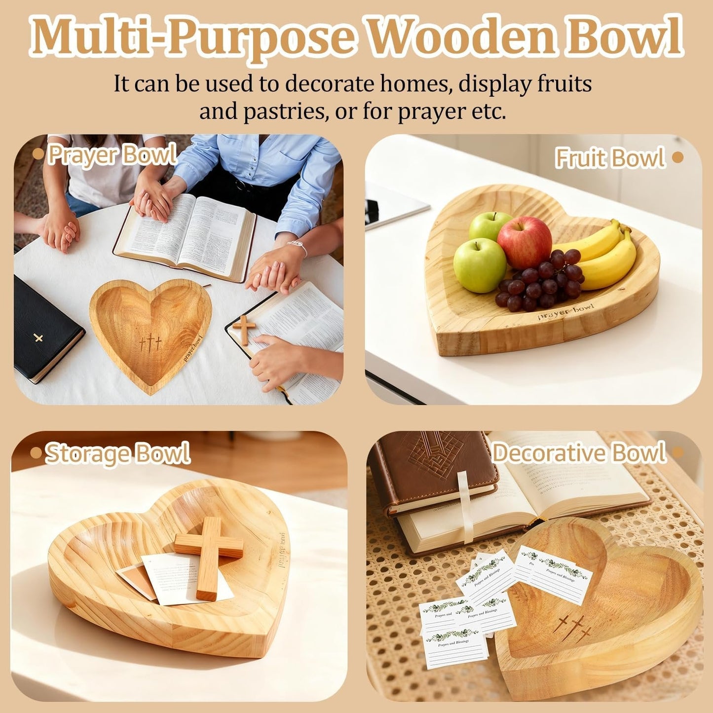 Haven Heart Bowl | Handcrafted Wooden Prayer Vessel - Hartwella
