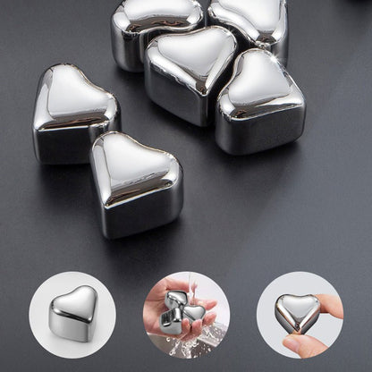Hearthstone Ice Cubes Set | Stainless Steel, Reusable, Heart - Shaped - Hartwella