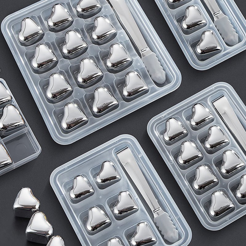 Hearthstone Ice Cubes Set | Stainless Steel, Reusable, Heart - Shaped - Hartwella