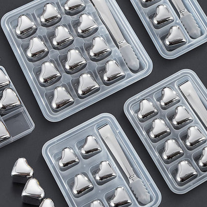 Hearthstone Ice Cubes Set | Stainless Steel, Reusable, Heart - Shaped - Hartwella