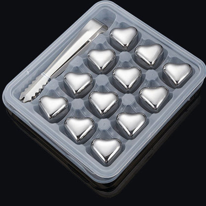 Hearthstone Ice Cubes Set | Stainless Steel, Reusable, Heart - Shaped - Hartwella
