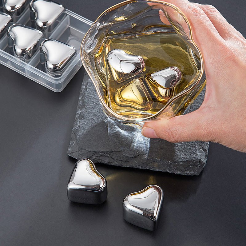 Hearthstone Ice Cubes Set | Stainless Steel, Reusable, Heart - Shaped - Hartwella