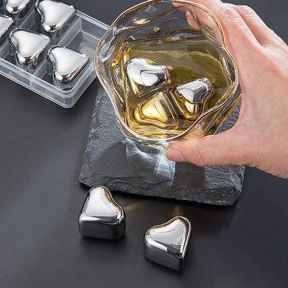 Hearthstone Ice Cubes Set | Stainless Steel, Reusable, Heart - Shaped - Hartwella