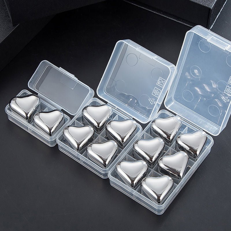 Hearthstone Ice Cubes Set | Stainless Steel, Reusable, Heart - Shaped - Hartwella